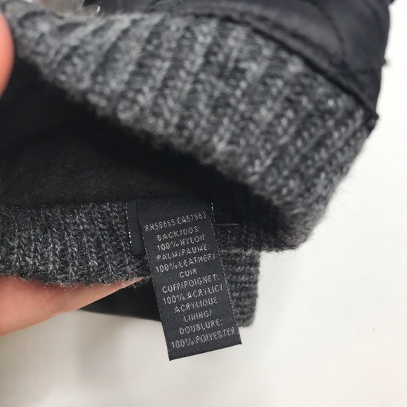 NWT 14th & Union Black Leather Puffer Moto Gloves - Picture 6 of 6